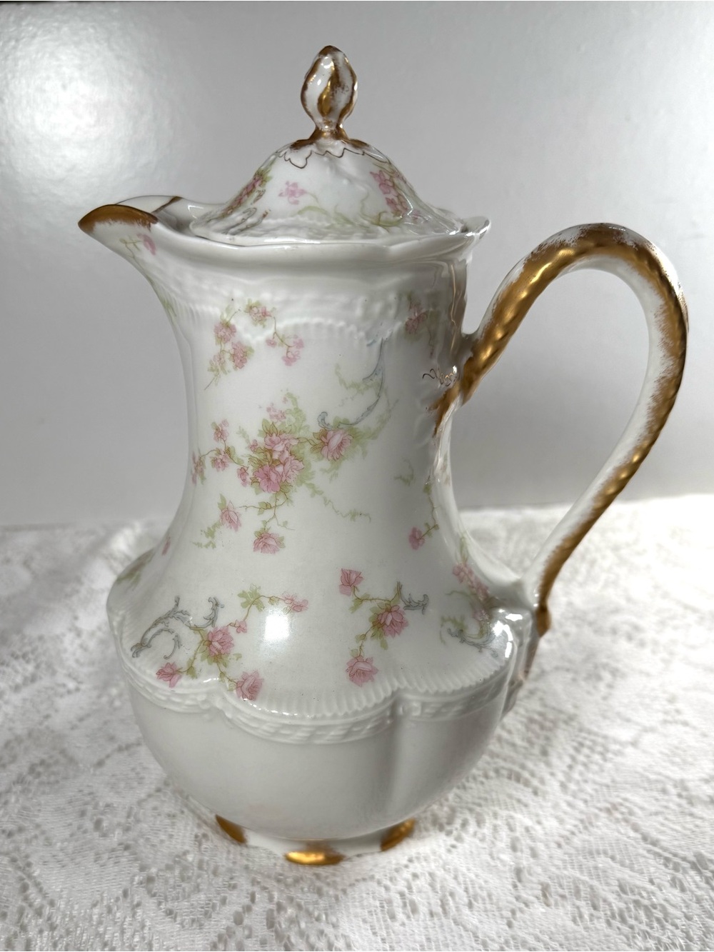 Antique Haviland Limoges "Princess" Chocolate Pot with Gold Trim